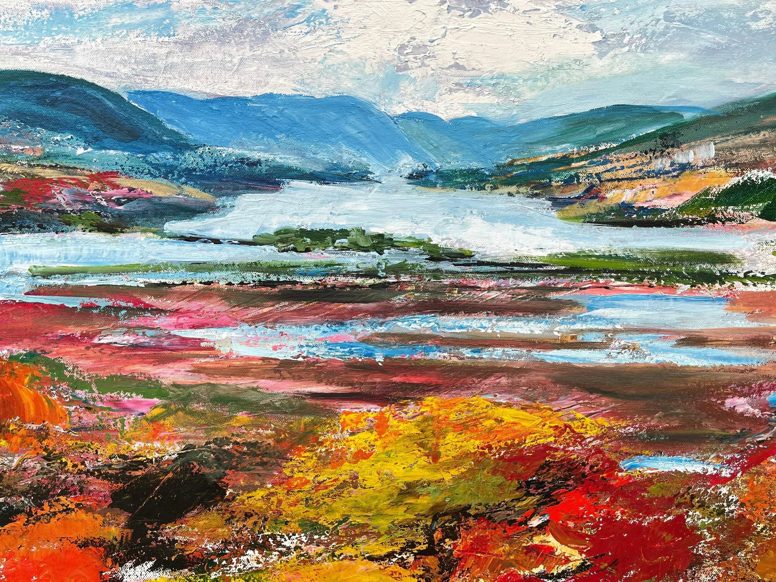 Colourful Abstract Landscape Painting of the Hudson River - Unique Original Art by Contemporary Brit - 3