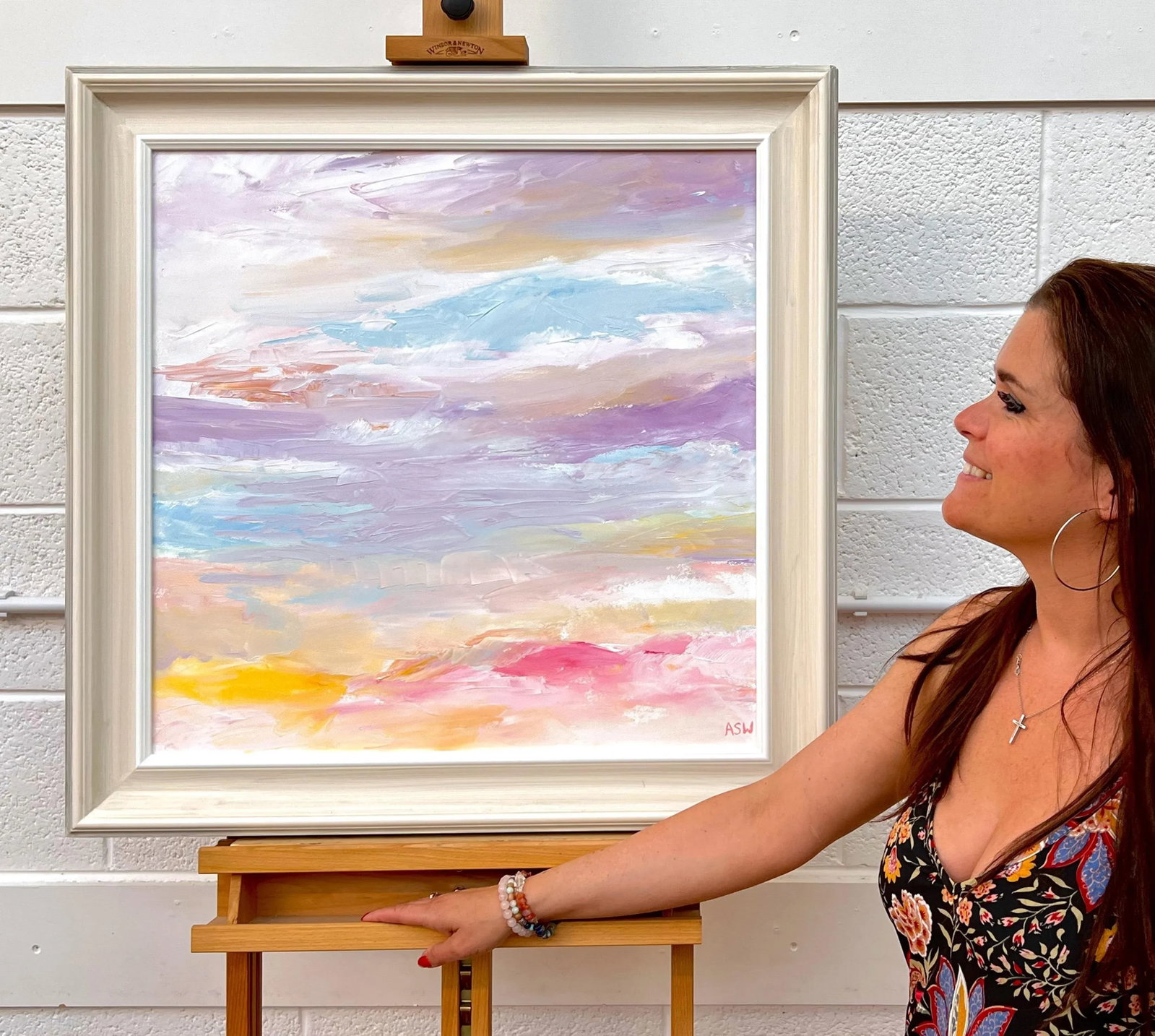 Serene Abstract Impressionist Seascape Landscape With Light Pinks Lilacs Blues & Yellows by Contempo - 2