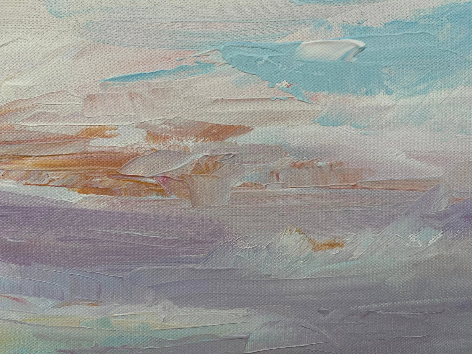 Serene Abstract Impressionist Seascape Landscape With Light Pinks Lilacs Blues & Yellows by Contempo - 4