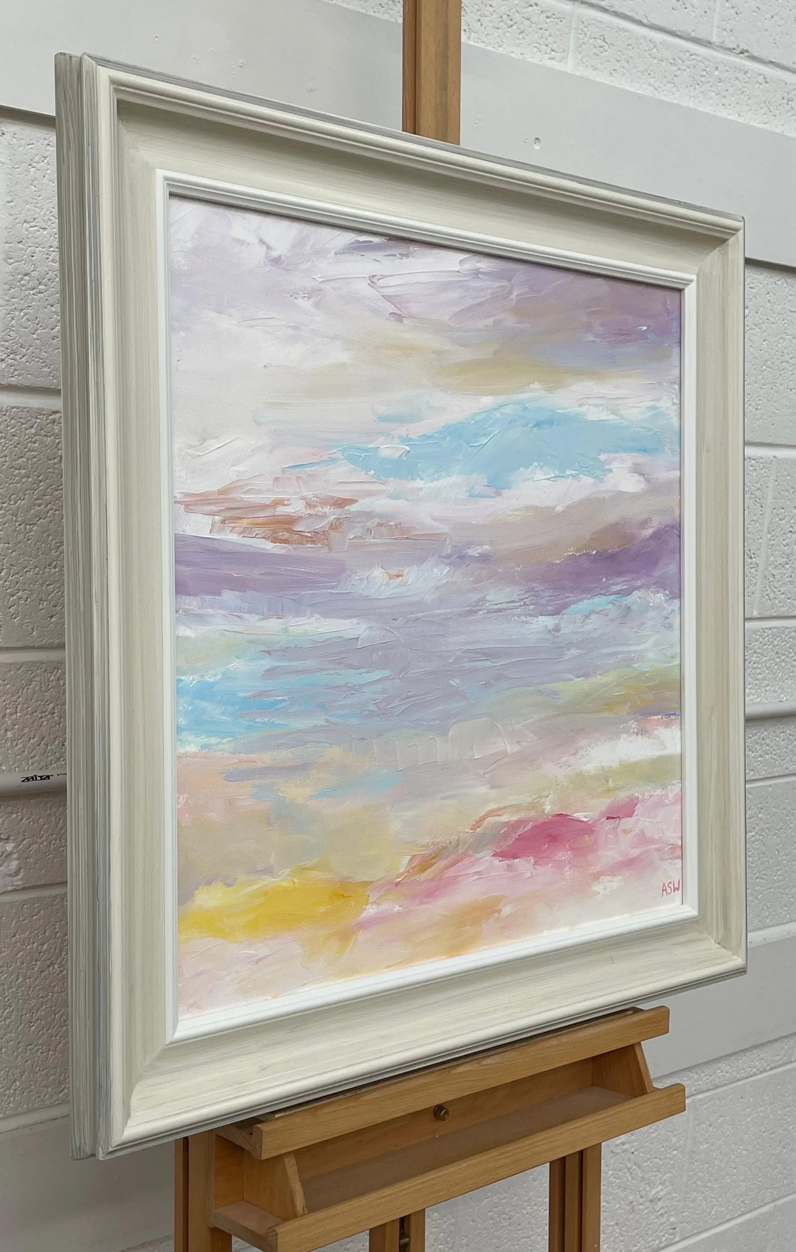Serene Abstract Impressionist Seascape Landscape With Light Pinks Lilacs Blues & Yellows by Contempo - 7