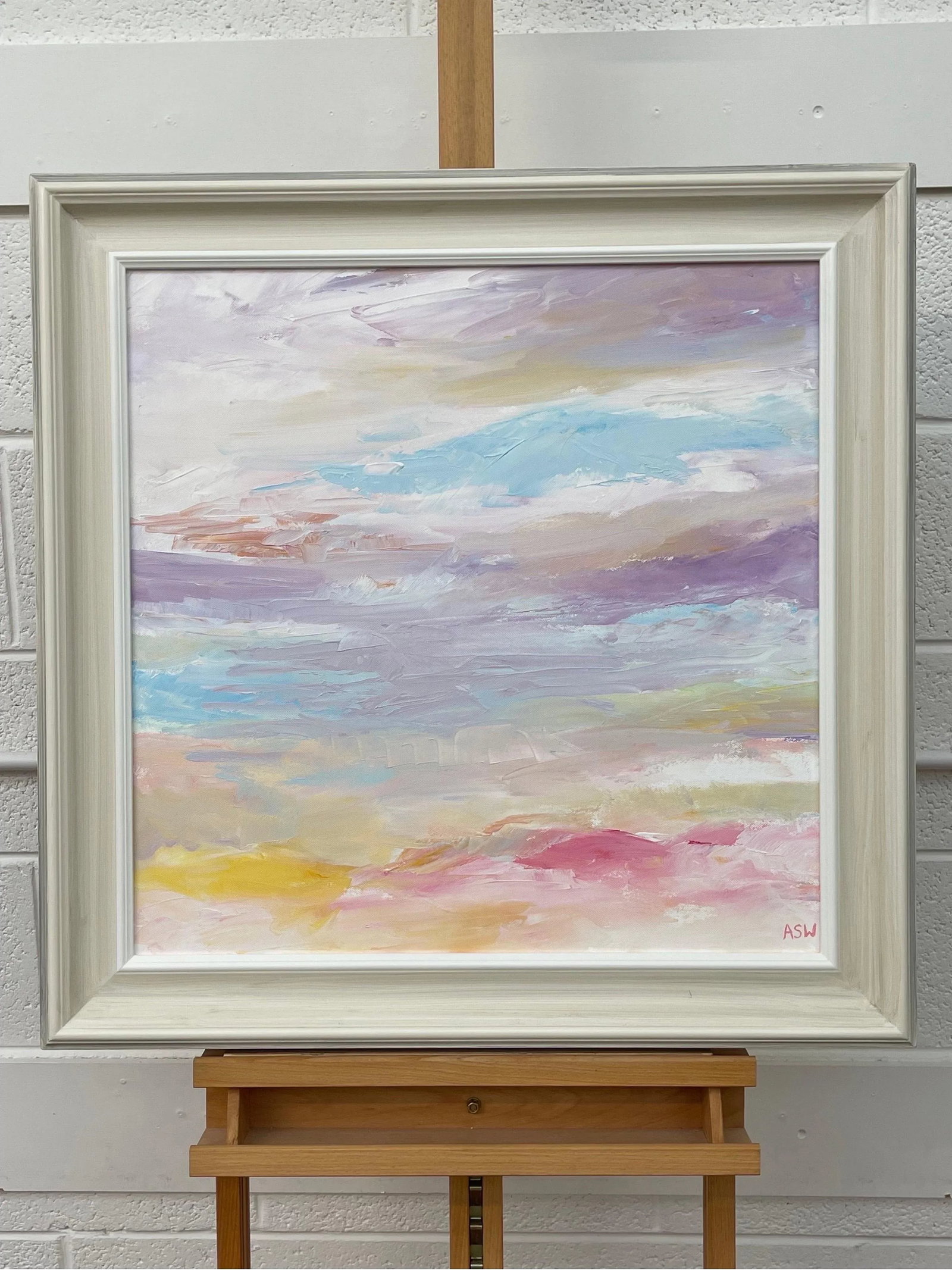 Serene Abstract Impressionist Seascape Landscape With Light Pinks Lilacs Blues & Yellows by Contempo - 8