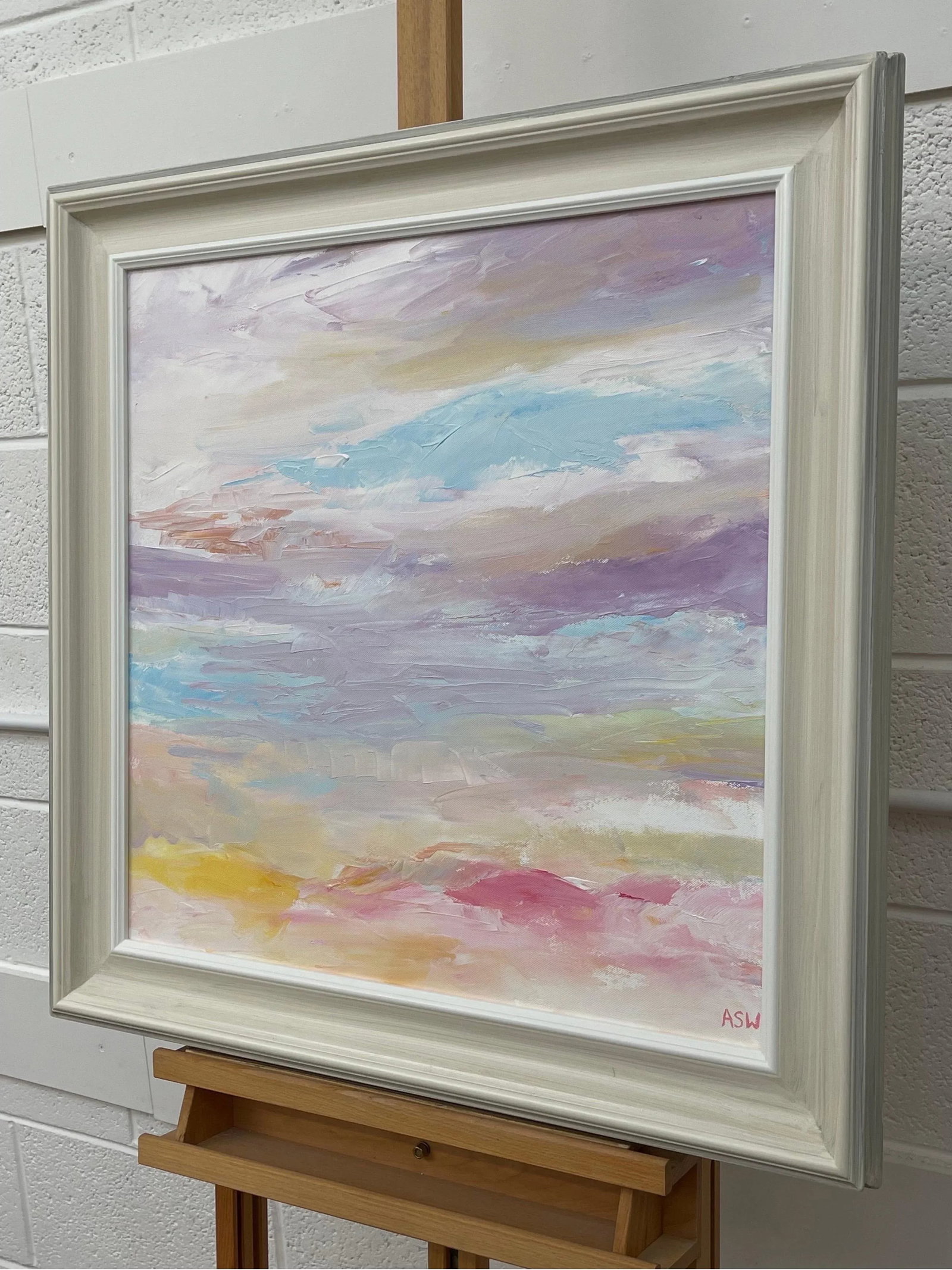 Serene Abstract Impressionist Seascape Landscape With Light Pinks Lilacs Blues & Yellows by Contempo - 9