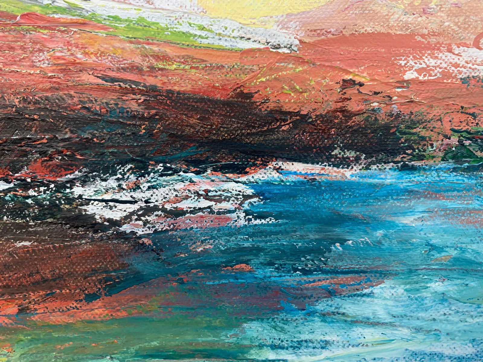 Colourful Abstract River Bank Lakeside Landscape - Unique Original Art by British Urban Landscape Ar - 3