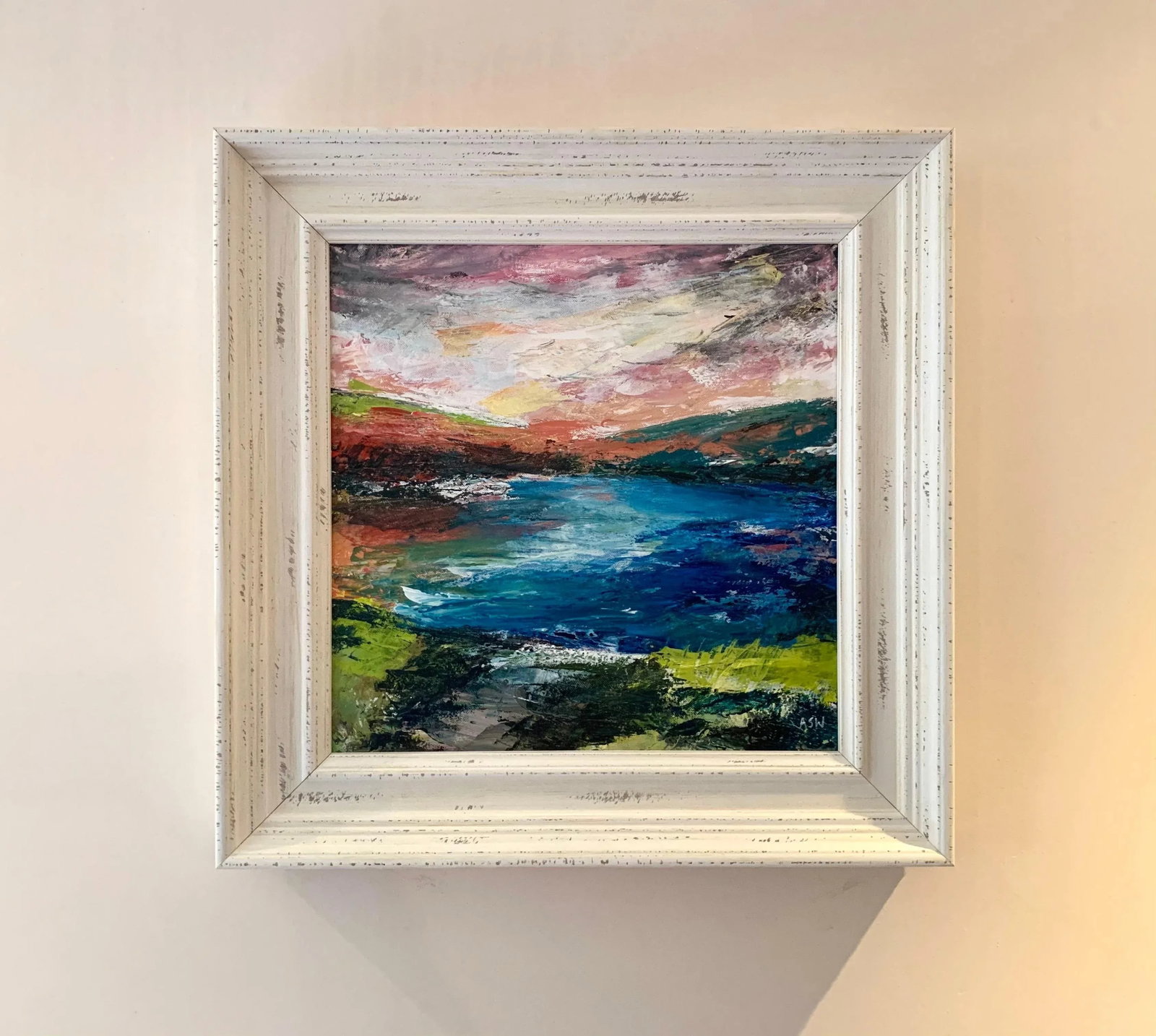 Colourful Abstract River Bank Lakeside Landscape - Unique Original Art by British Urban Landscape Ar - 7