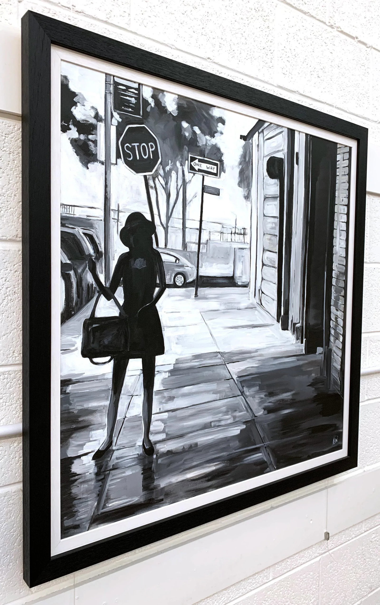 Black & White Female Figure Manhattan Woman in New York by British Urban Artist - 4