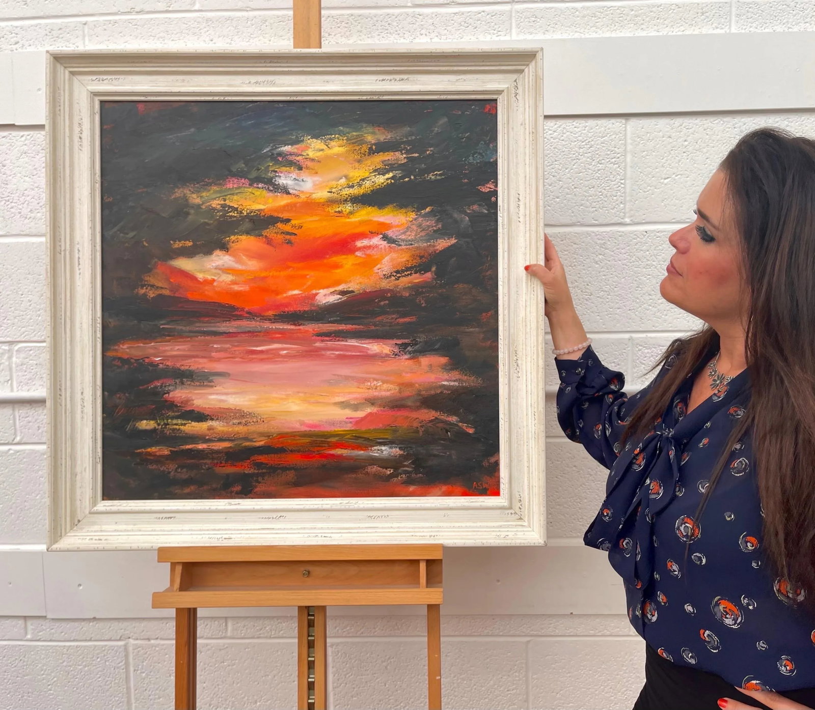 Black Orange & Yellow Abstract Landscape Painting - Unique Original Art by British Contemporary Arti - 2