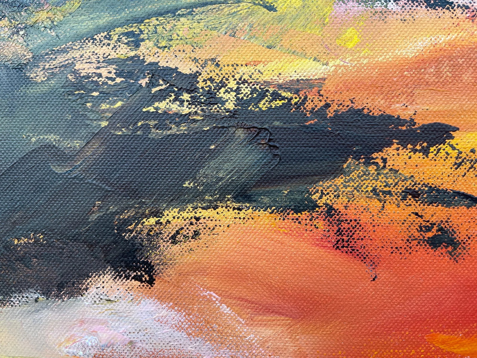 Black Orange & Yellow Abstract Landscape Painting - Unique Original Art by British Contemporary Arti - 3