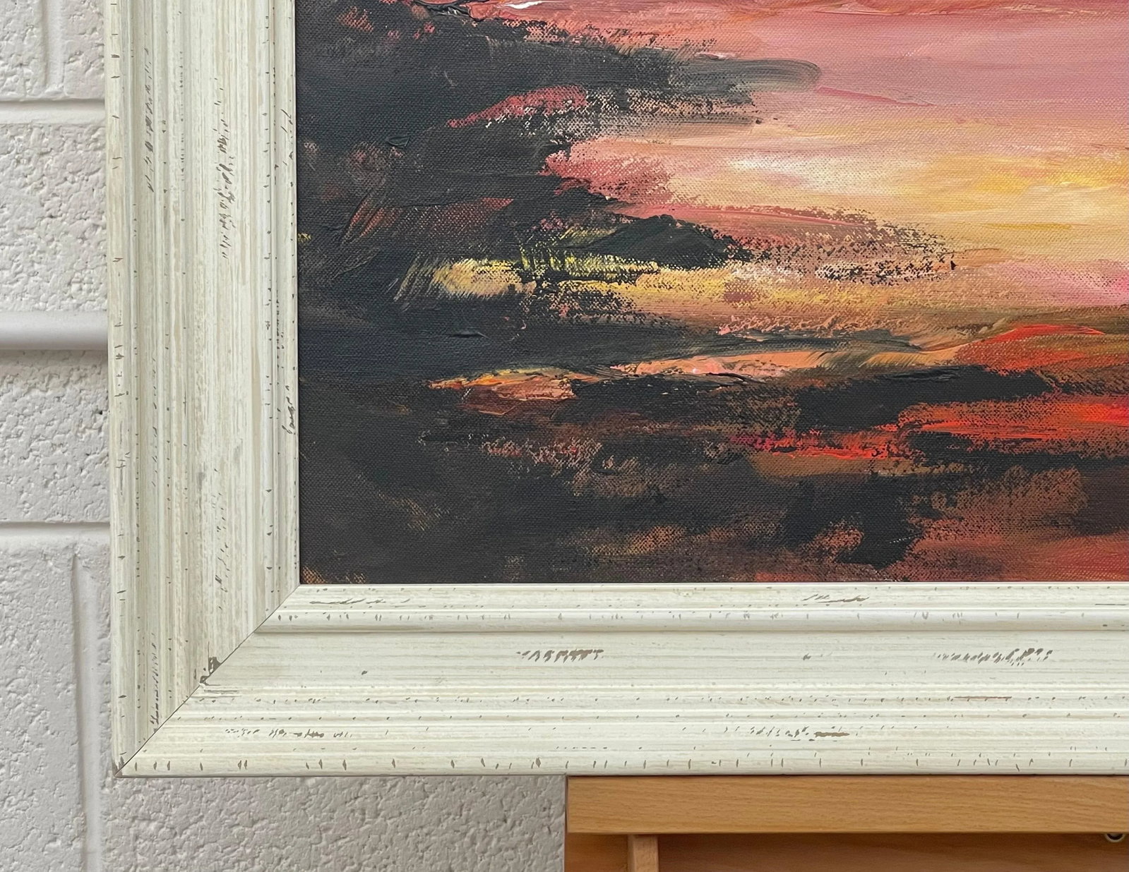 Black Orange & Yellow Abstract Landscape Painting - Unique Original Art by British Contemporary Arti - 8