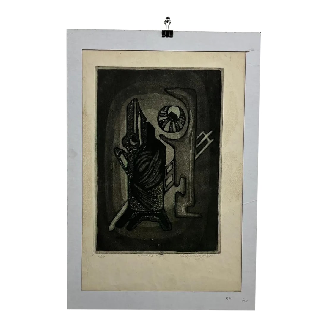 Pez Abstract Paper Engraving, Limited Edition 6/25, Maria Teresa Vieyra Rincon: For your consideration, an original abstract paper engraving titled "Pez" (Fish) by Mexican artist Maria Teresa Vieyra Rincon. It is a limited edition print, numbered 6/25.The piece dates from the