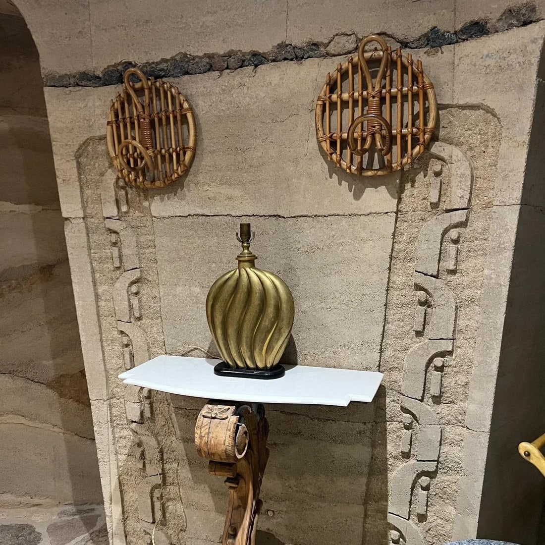 1950s French Rattan Bamboo Coat Racks Style Louis Sognot France - 3