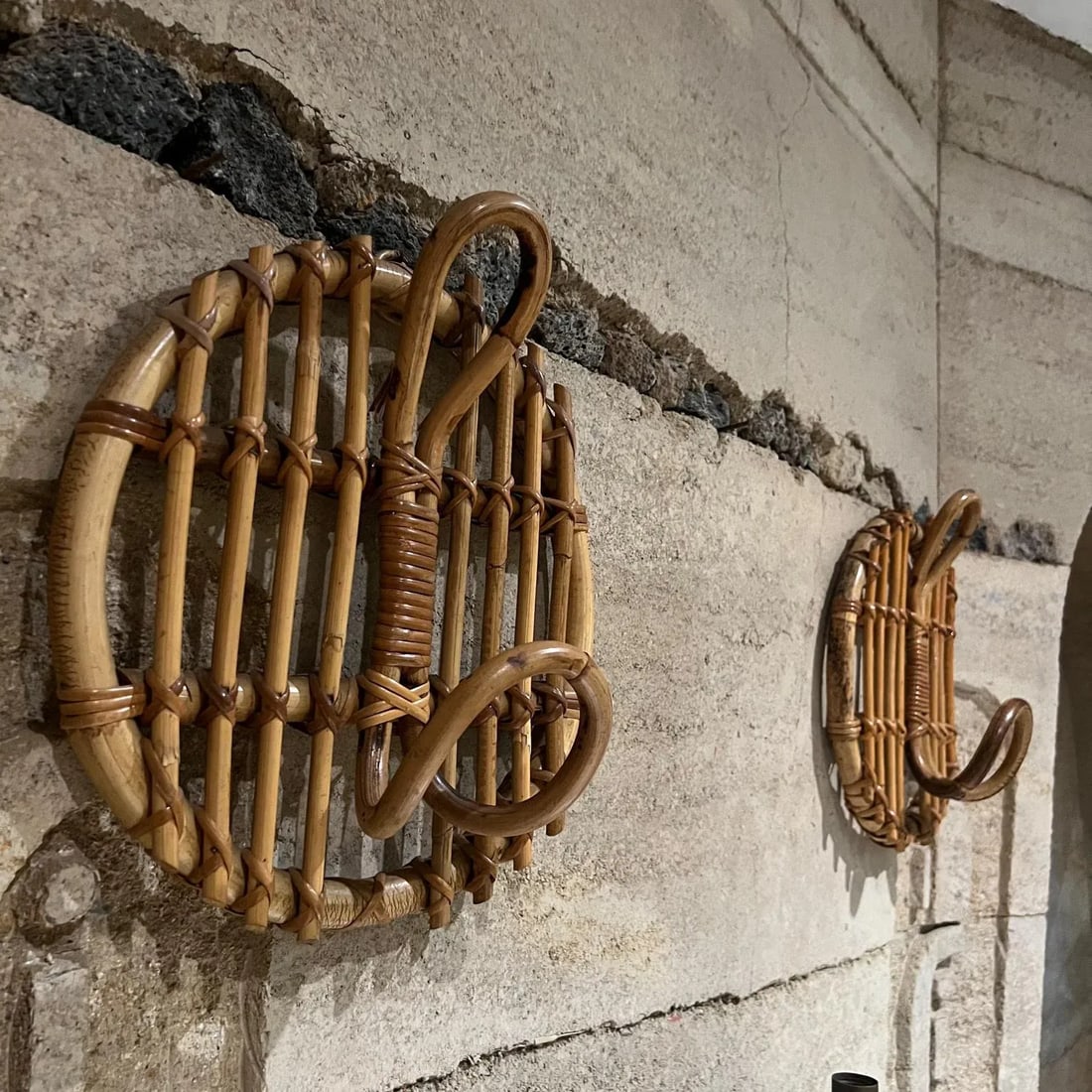 1950s French Rattan Bamboo Coat Racks Style Louis Sognot France - 5