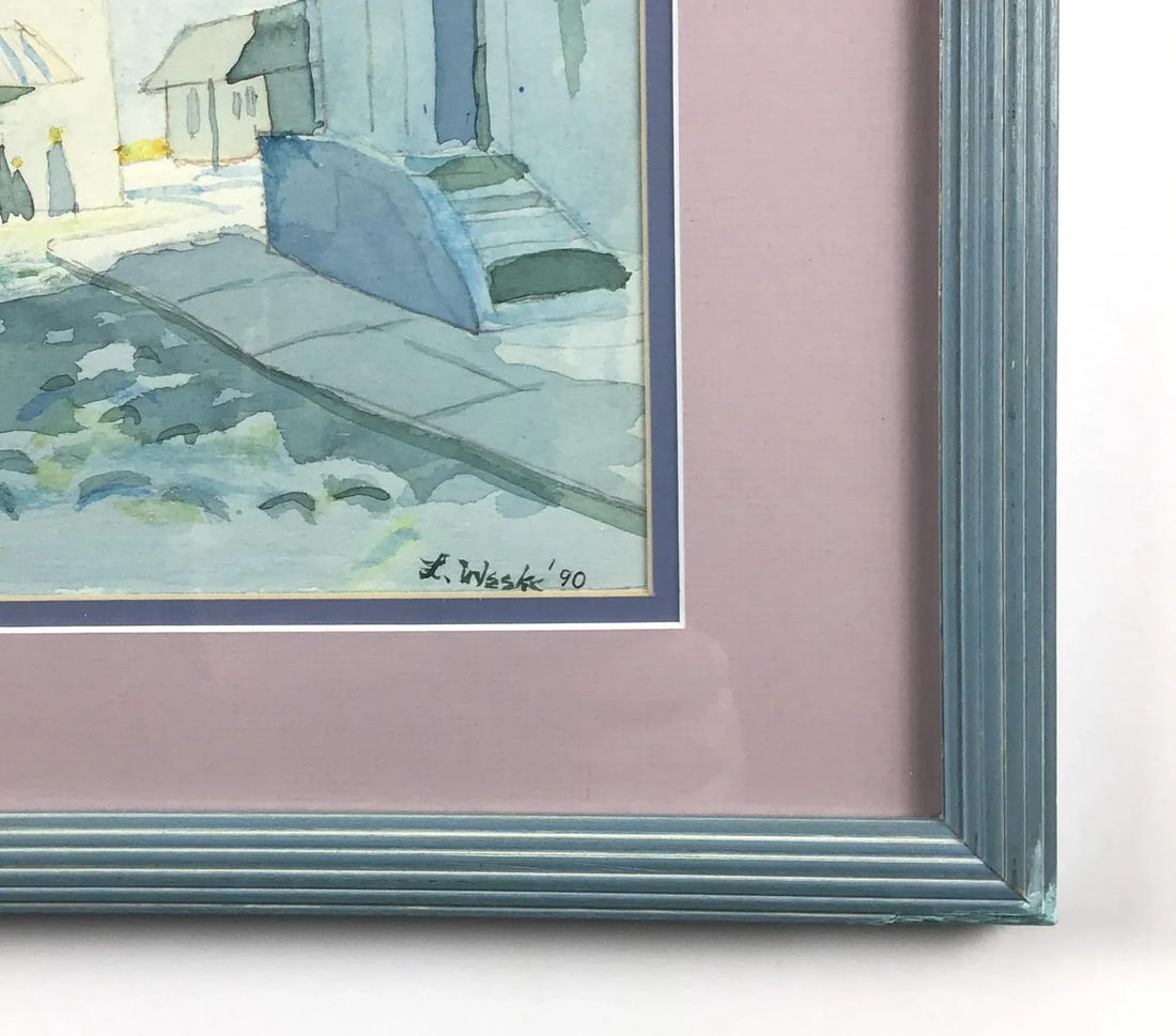 Framed Vintage Watercolor Original Painting - 7