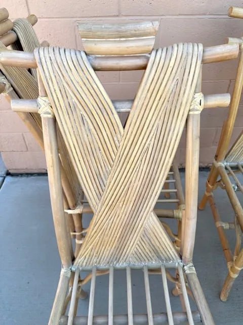 Vintage Pencil Reed X Back/Bamboo Pagoda Dining Chairs-A Set - 8