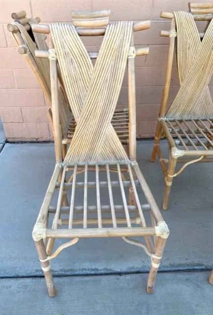 Vintage Pencil Reed X Back/Bamboo Pagoda Dining Chairs-A Set - 9