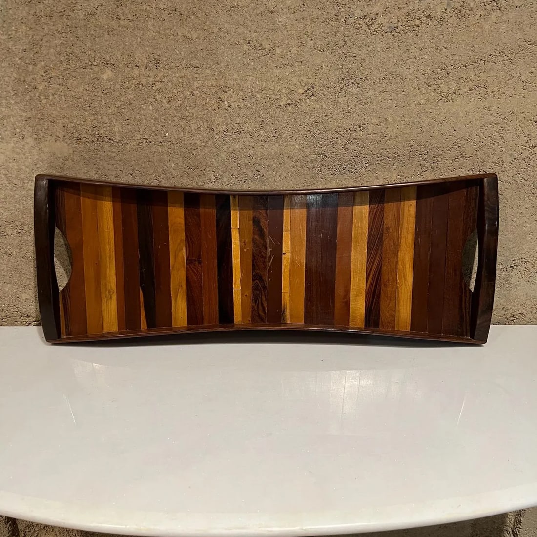 1970s Long Service Tray Layered Wood Don Shoemaker SeÃ±al Mexico - 2