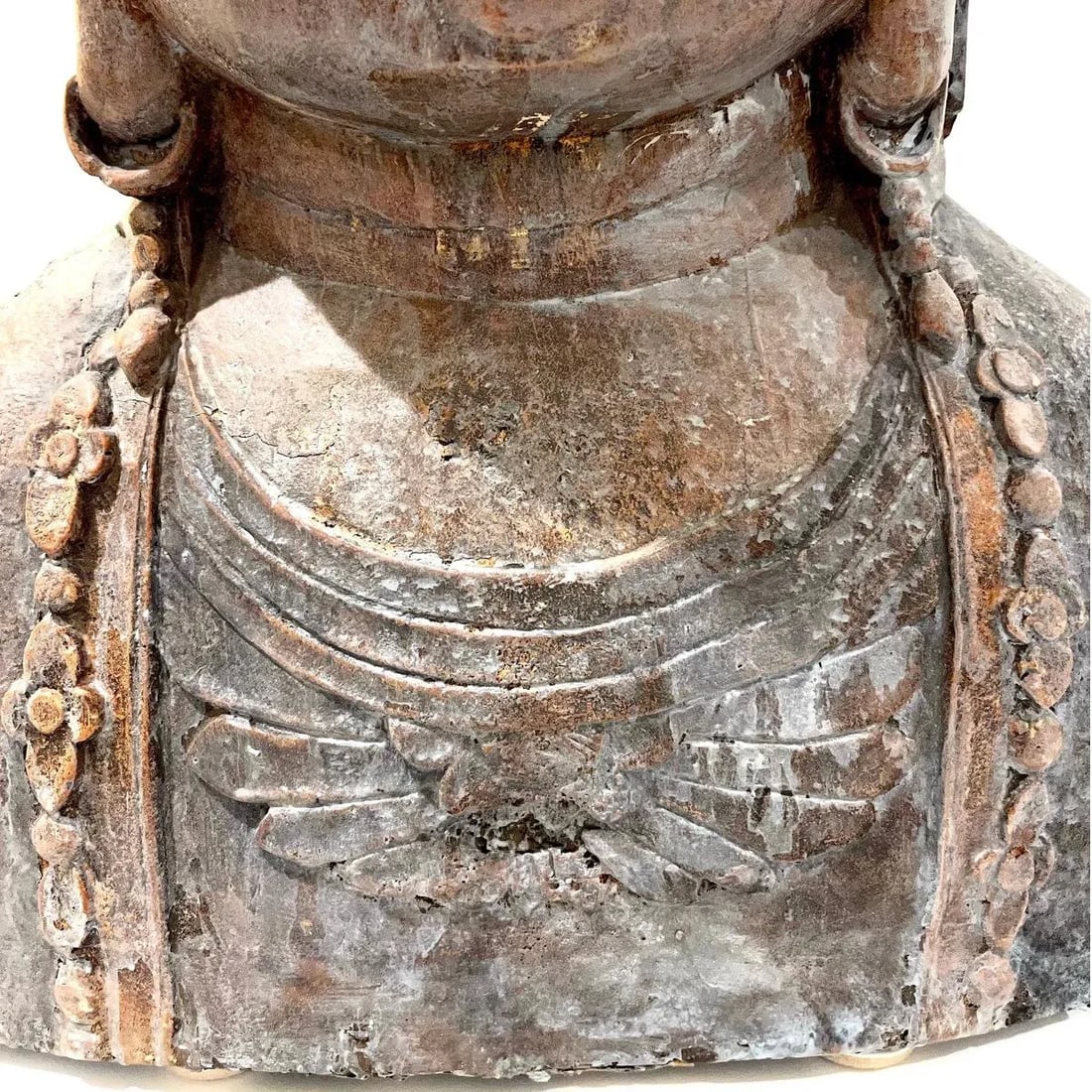 Antique Guan Yin Carved Buddha Bust - Monumental - 8