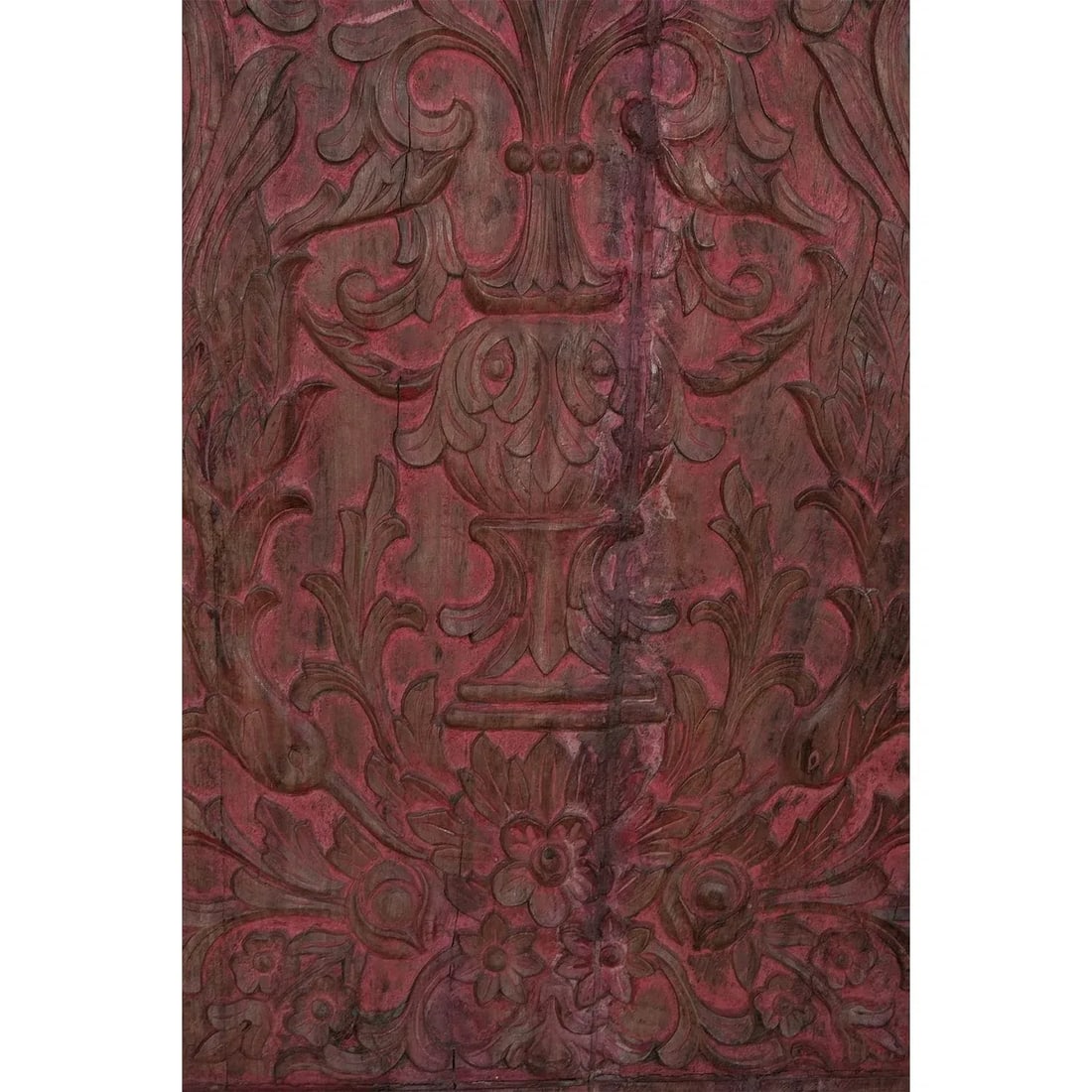 Vintage Handmade Hand Carved Red Wall Panel | Farmhouse Style Wall Decoration | 37 Inch Tall Decorat - 2