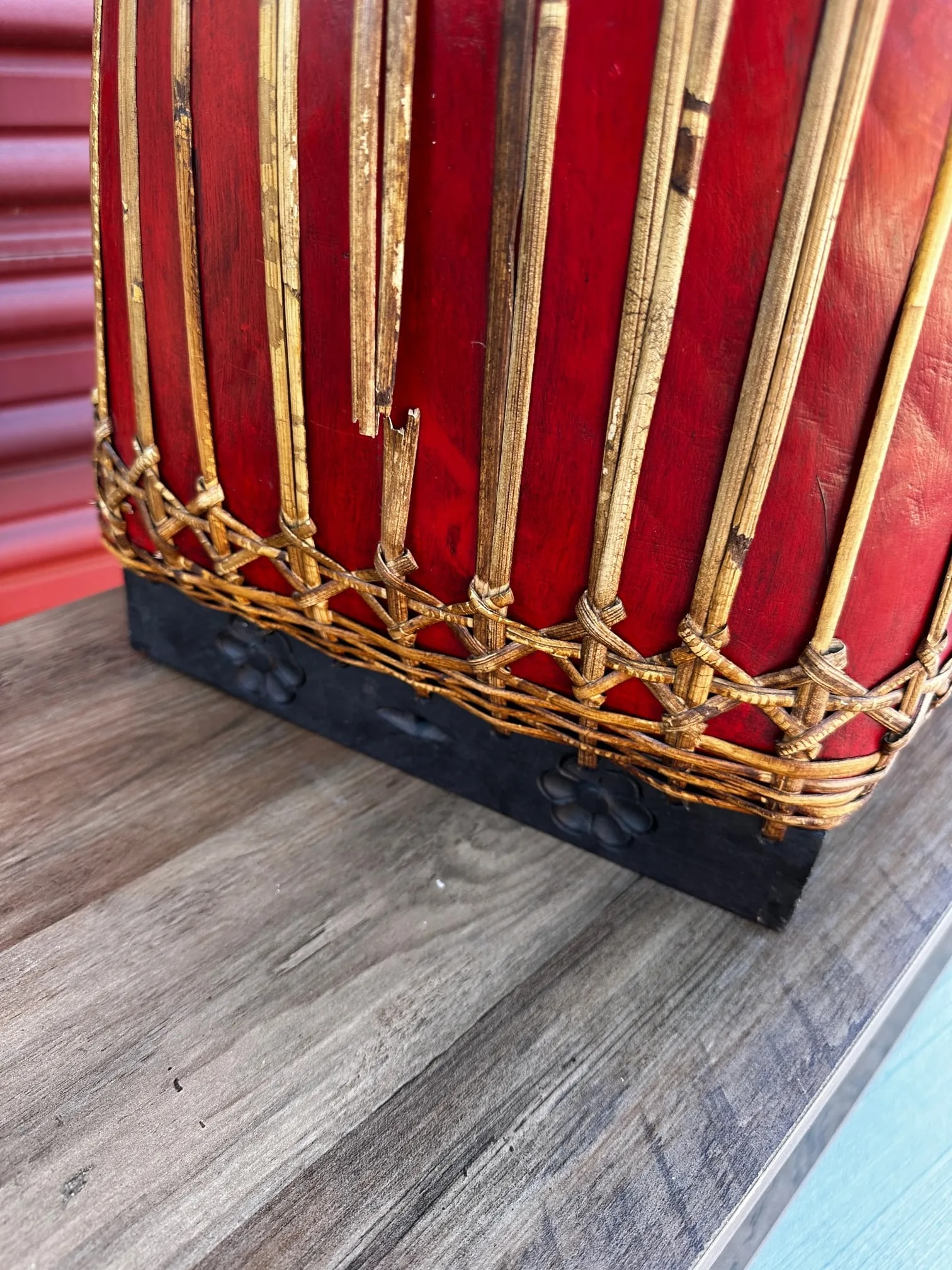 Antique Asian/Thai Red Rice Basket W/Lid - 6