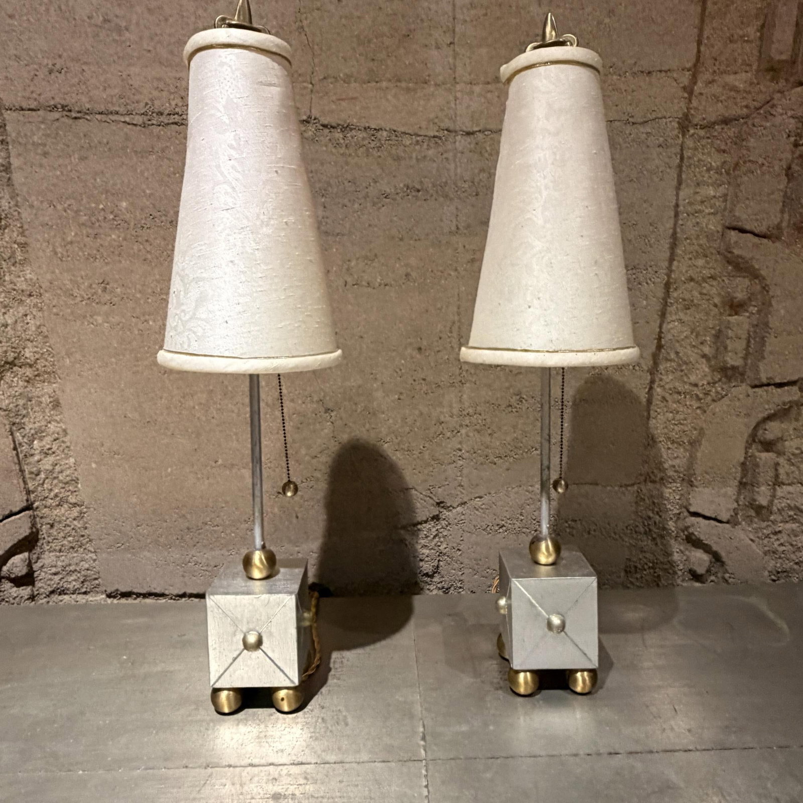 Pair French Table Lamps in Style of Maison Le Dauphin, Brass Hollywood Regency - 2