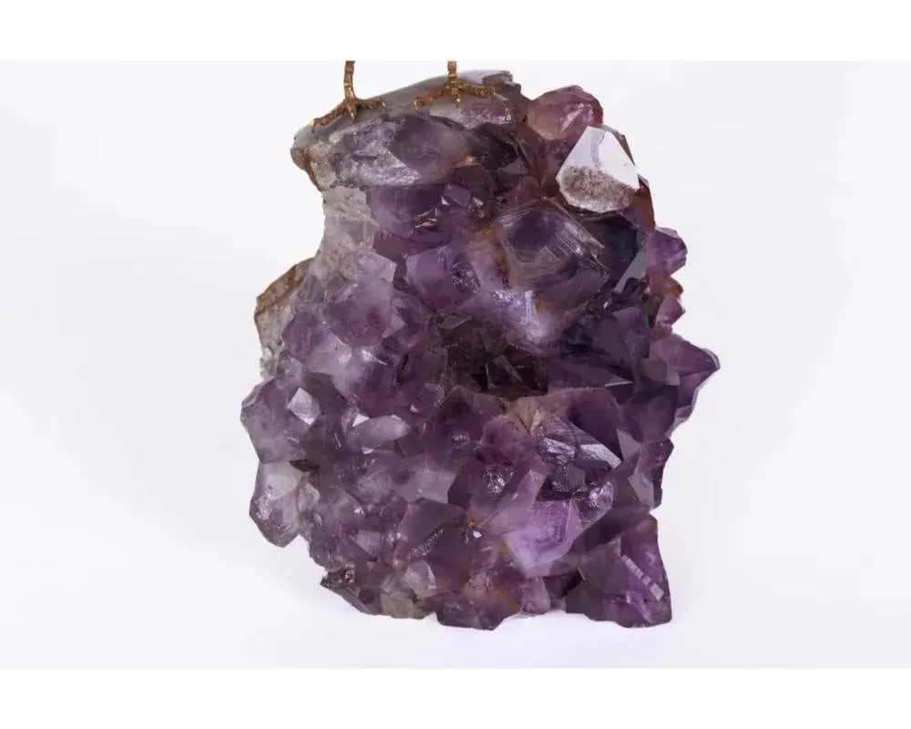 Late 20th Century 14k Gold, Carved Jasper Bird on an Amethyst Rock Geode - 2