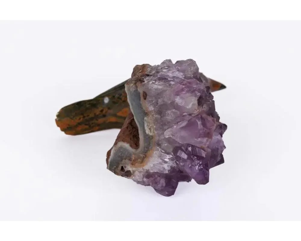 Late 20th Century 14k Gold, Carved Jasper Bird on an Amethyst Rock Geode - 7