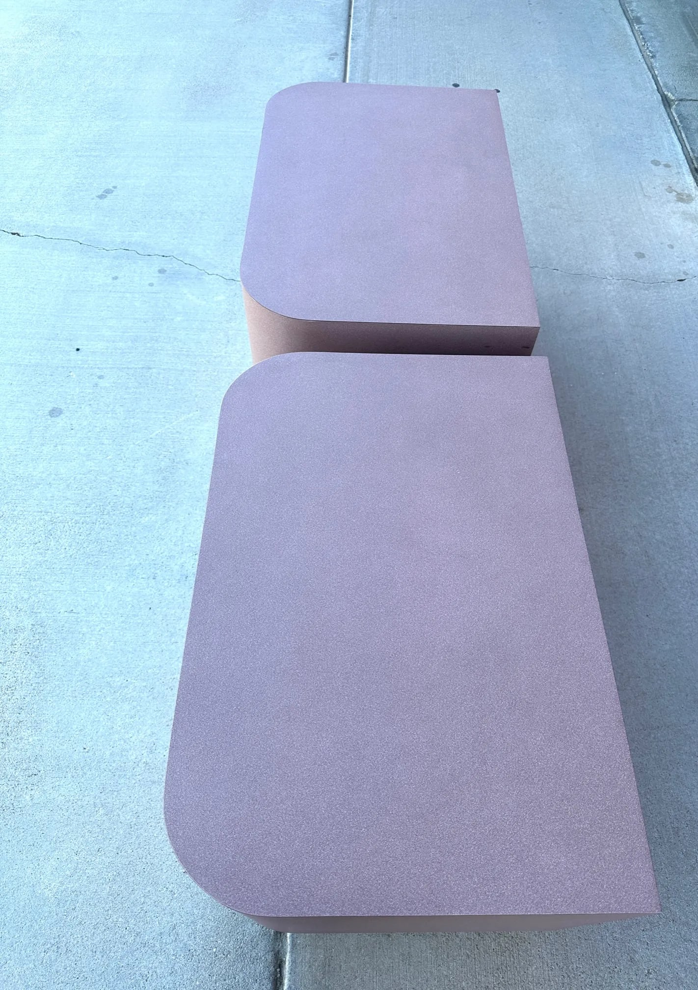 Vintage Postmodern Waterfall Front Mauve/Brass 2 Drawer Nightstands-a Pair - 3