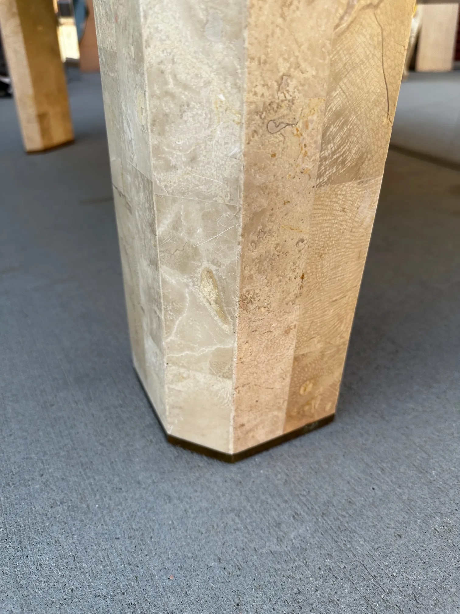 Maitland-Smith Tessellated Stone and Brass Inlay Coffee Table - 5