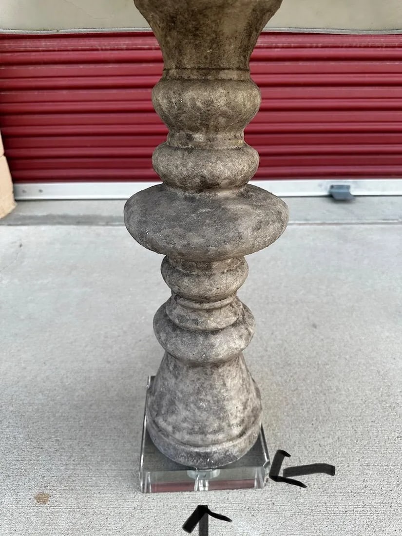 Restoration Hardware Style Faux Stone Table Lamp W/Shade - 3
