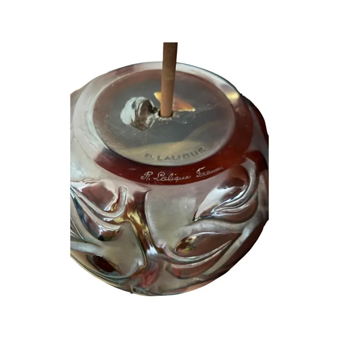 Rene Lalique "Sophora" Amber Glass & Bronze Mounted Table Lamp Circa 1926 - 10