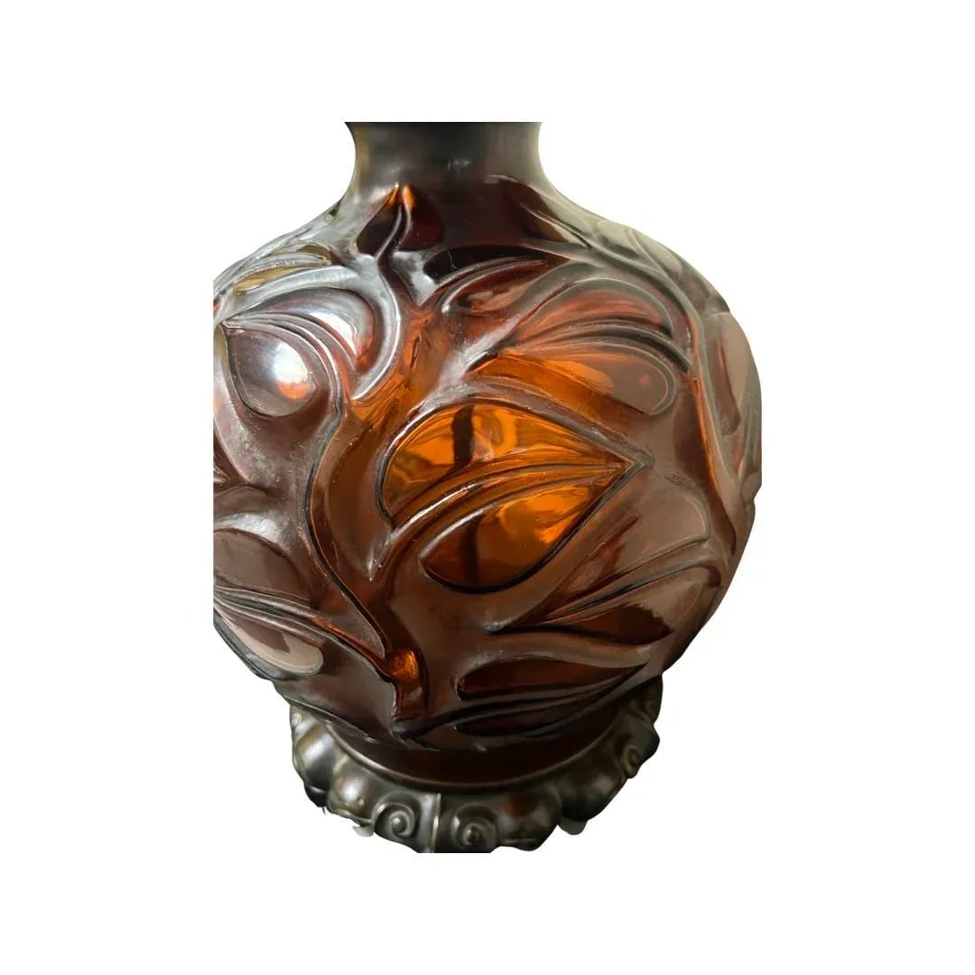 Rene Lalique "Sophora" Amber Glass & Bronze Mounted Table Lamp Circa 1926 - 12