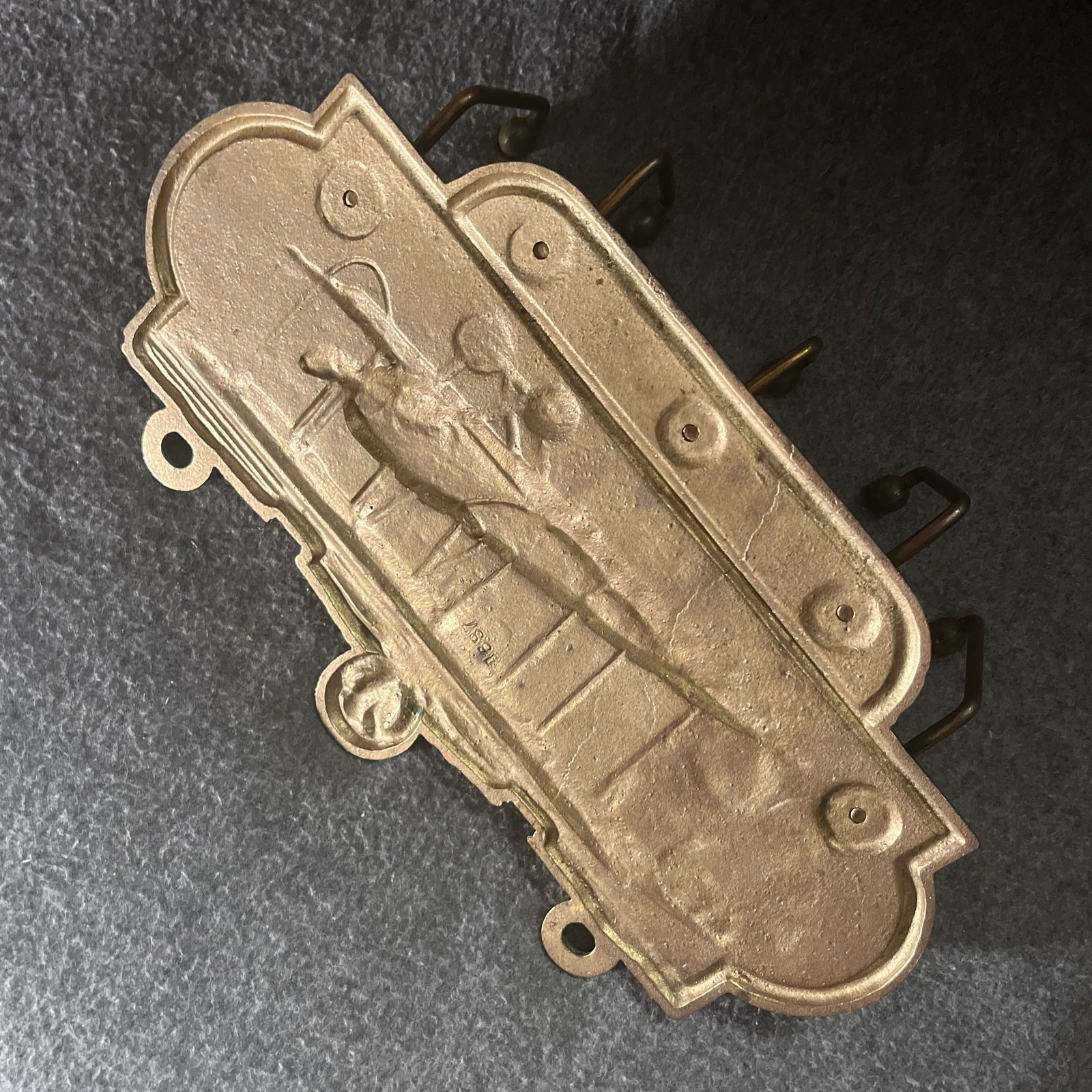 Antique Judd Co. Cast Iron Airplane Themed Wall Rack - 10