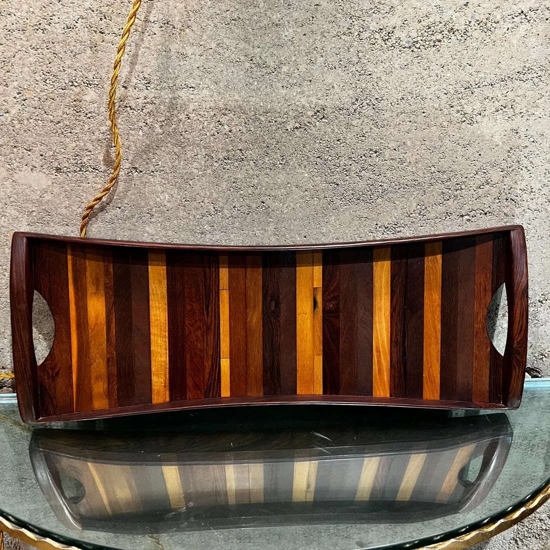 Mid-Century Modern Serving Tray by Don S. Shoemaker, 1980s Exotic Woods - 11