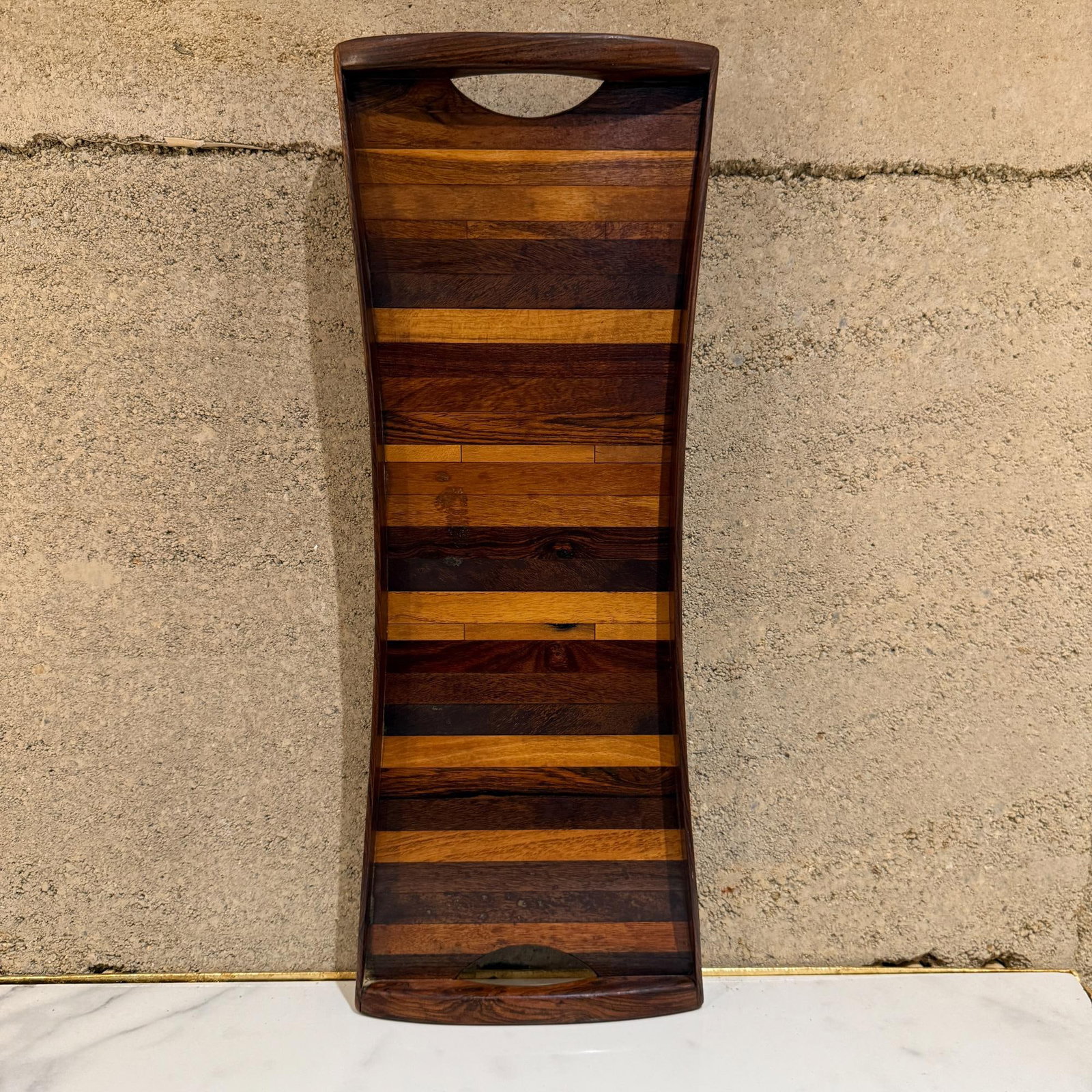 Mid-Century Modern Serving Tray by Don S. Shoemaker, 1980s Exotic Woods - 12