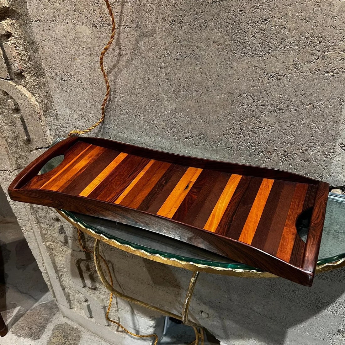 Mid-Century Modern Serving Tray by Don S. Shoemaker, 1980s Exotic Woods - 4