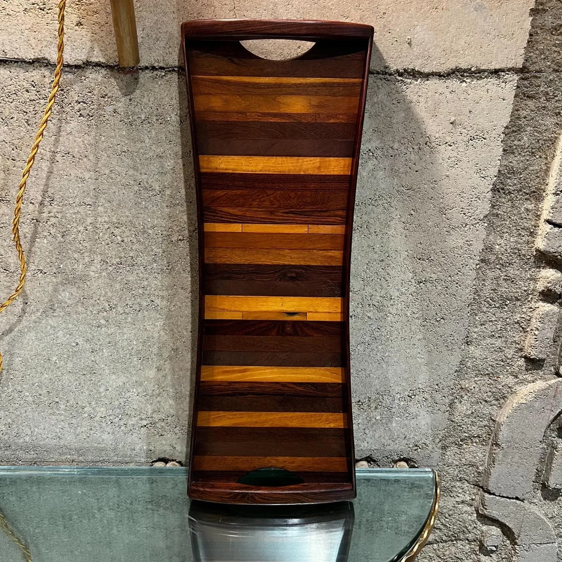 Mid-Century Modern Serving Tray by Don S. Shoemaker, 1980s Exotic Woods - 9