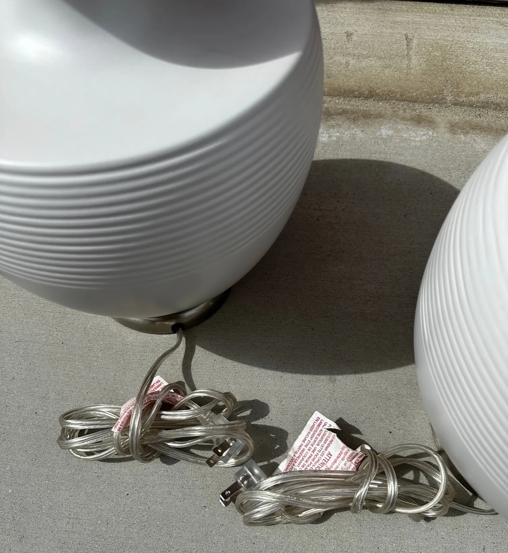 Modern Gray Urn Table Lamps-A Pair - 6