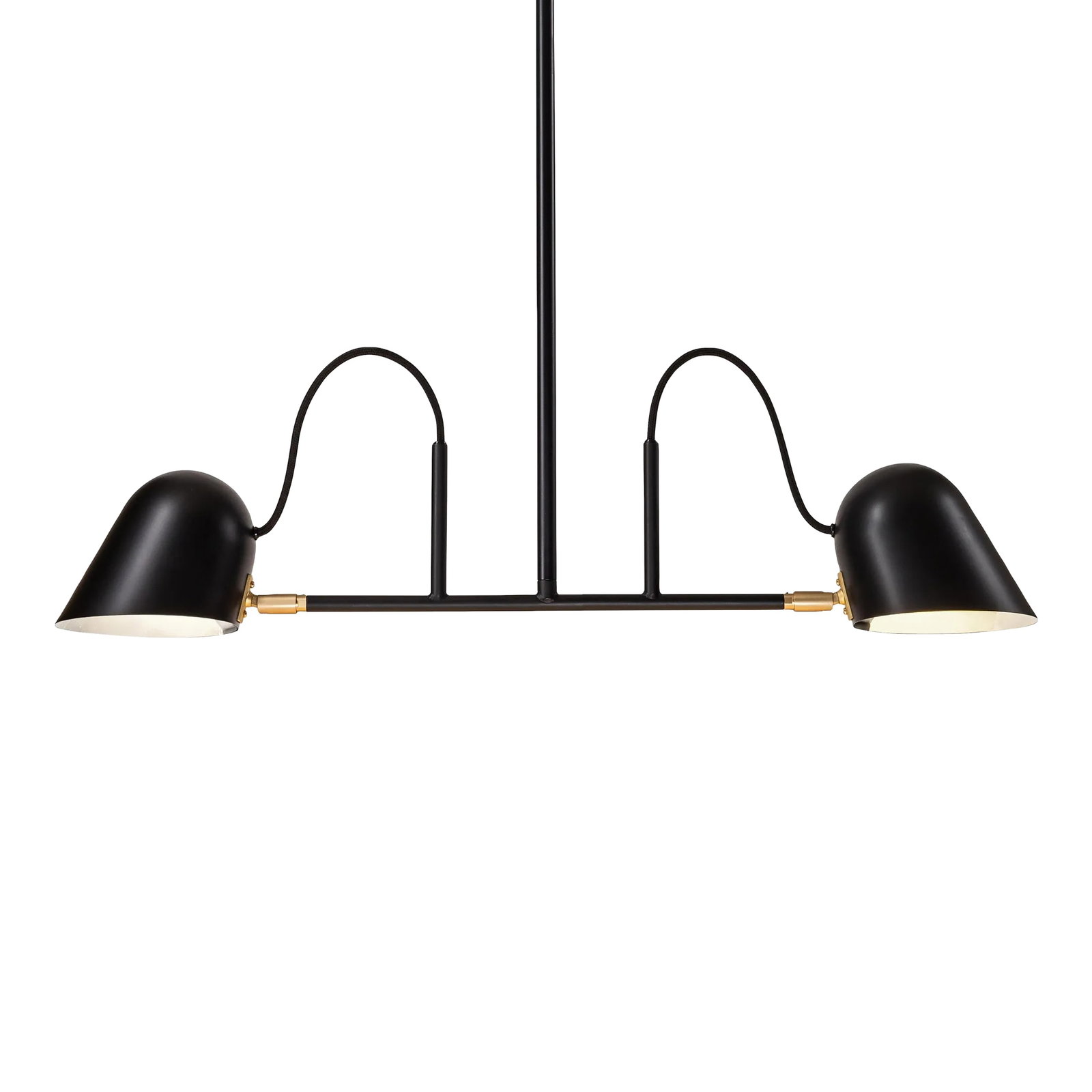 Streck' 2-Armed Ceiling Light by Joel Karlsson for Örsjö in Black: Streck' 2-armed ceiling light by Joel Karlsson for Ã–rsjö in black. Executed in powder-coated steel with brass details, the 'Streck' series is both timeless and refined in its
