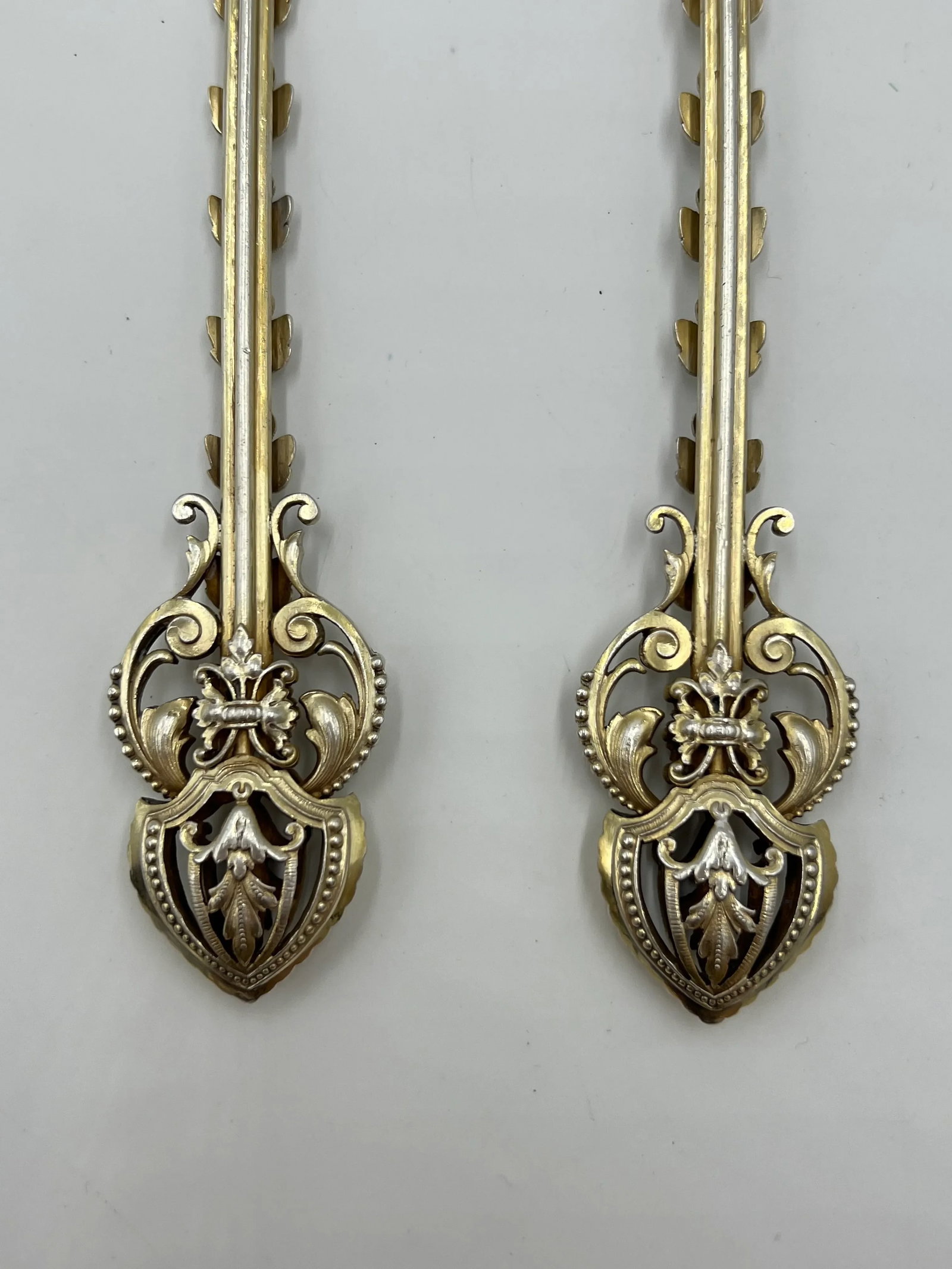 Pair, George Shiebler Ornate Floral & Vine Sterling Silver Pierced Salad Set - 7