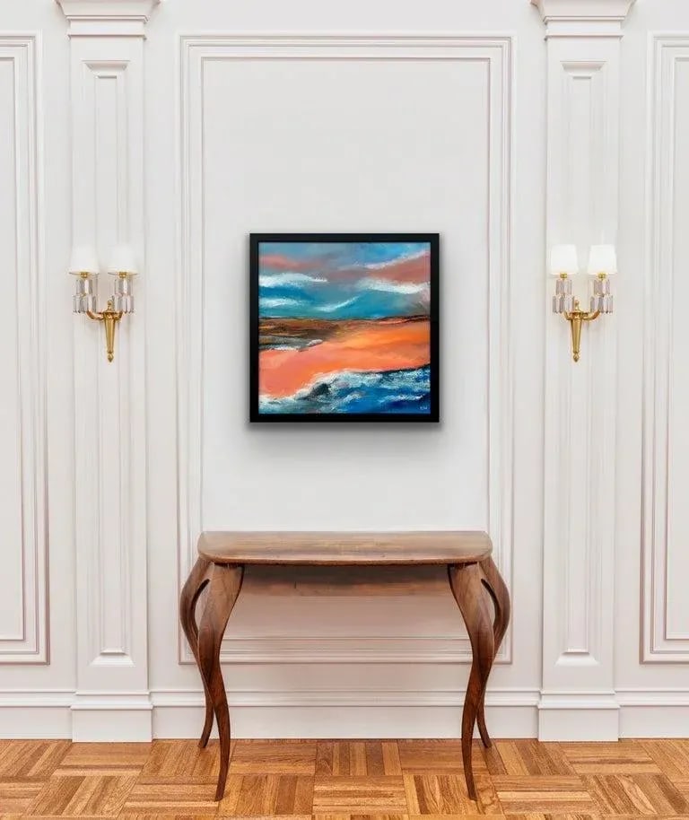 Orange & Blue Abstract English Moorland Landscape Earthy Colours Contemporary British Artist - 3