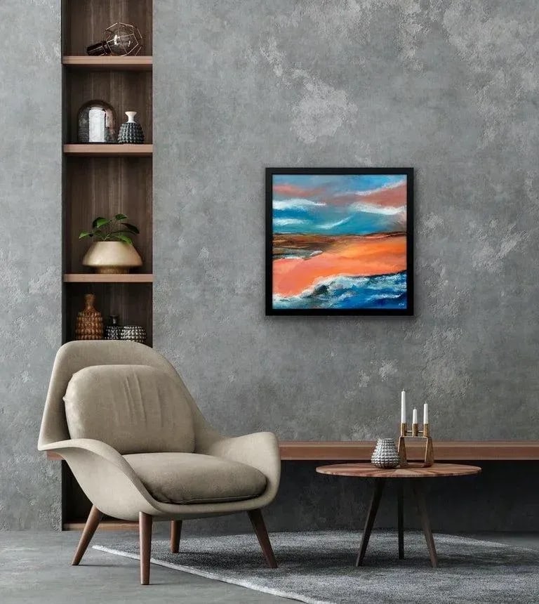 Orange & Blue Abstract English Moorland Landscape Earthy Colours Contemporary British Artist - 4