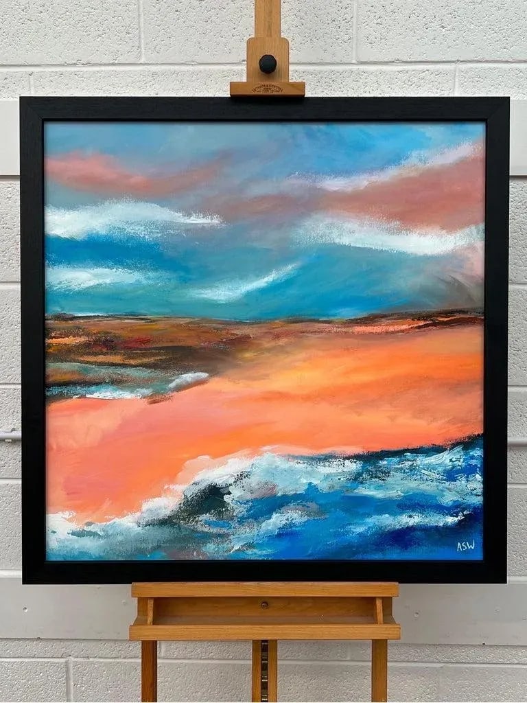 Orange & Blue Abstract English Moorland Landscape Earthy Colours Contemporary British Artist - 7