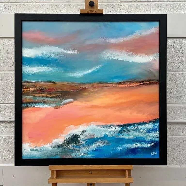 Orange & Blue Abstract English Moorland Landscape Earthy Colours Contemporary British Artist - 8