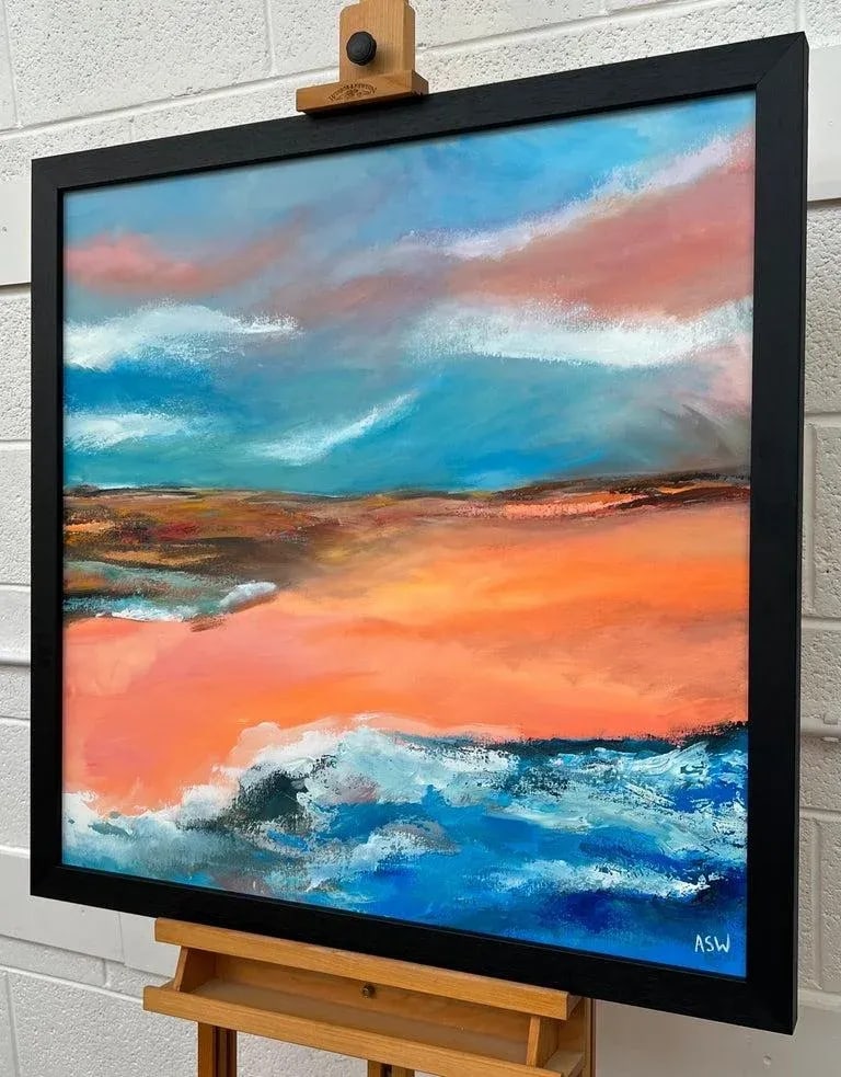 Orange & Blue Abstract English Moorland Landscape Earthy Colours Contemporary British Artist - 9