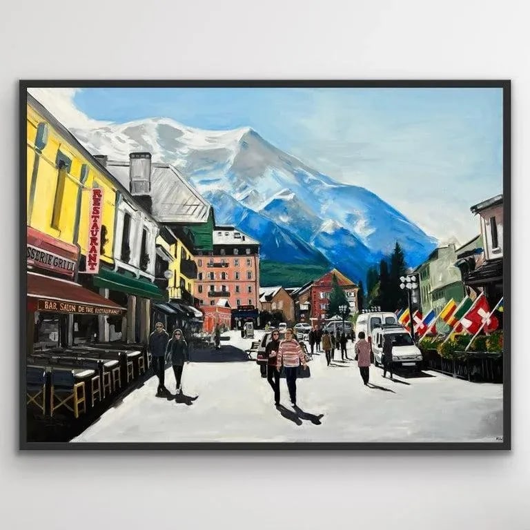 Large Painting of Chamonix Mont Blanc in France by Contemporary British Artist - 2