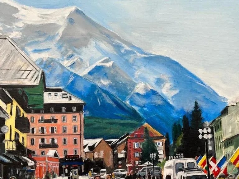 Large Painting of Chamonix Mont Blanc in France by Contemporary British Artist - 4