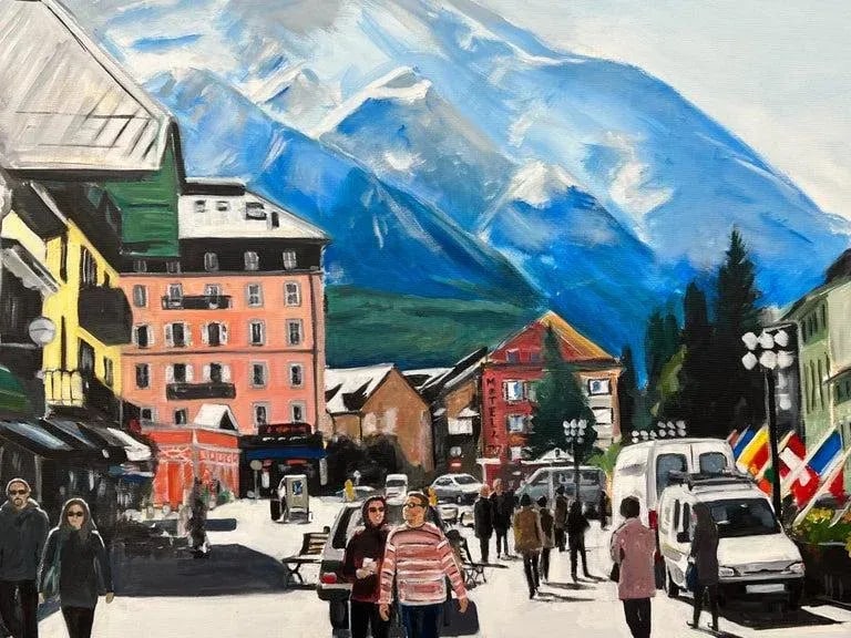 Large Painting of Chamonix Mont Blanc in France by Contemporary British Artist - 6