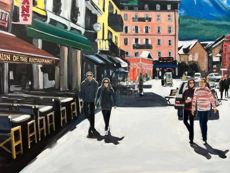 Large Painting of Chamonix Mont Blanc in France by Contemporary British Artist - 7