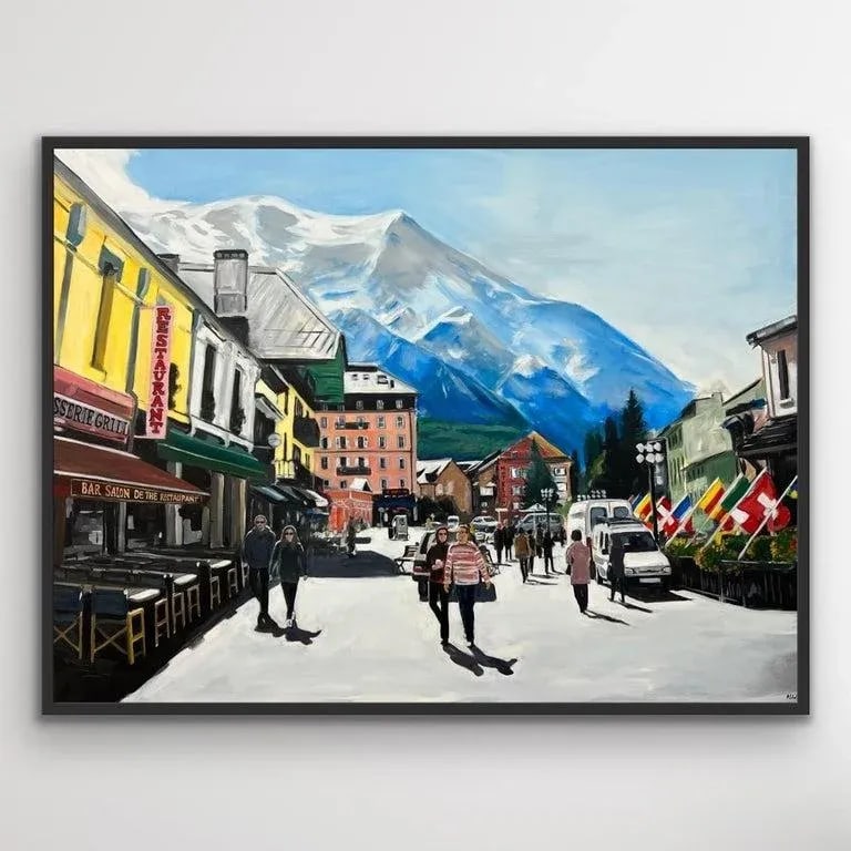 Large Painting of Chamonix Mont Blanc in France by Contemporary British Artist - 9