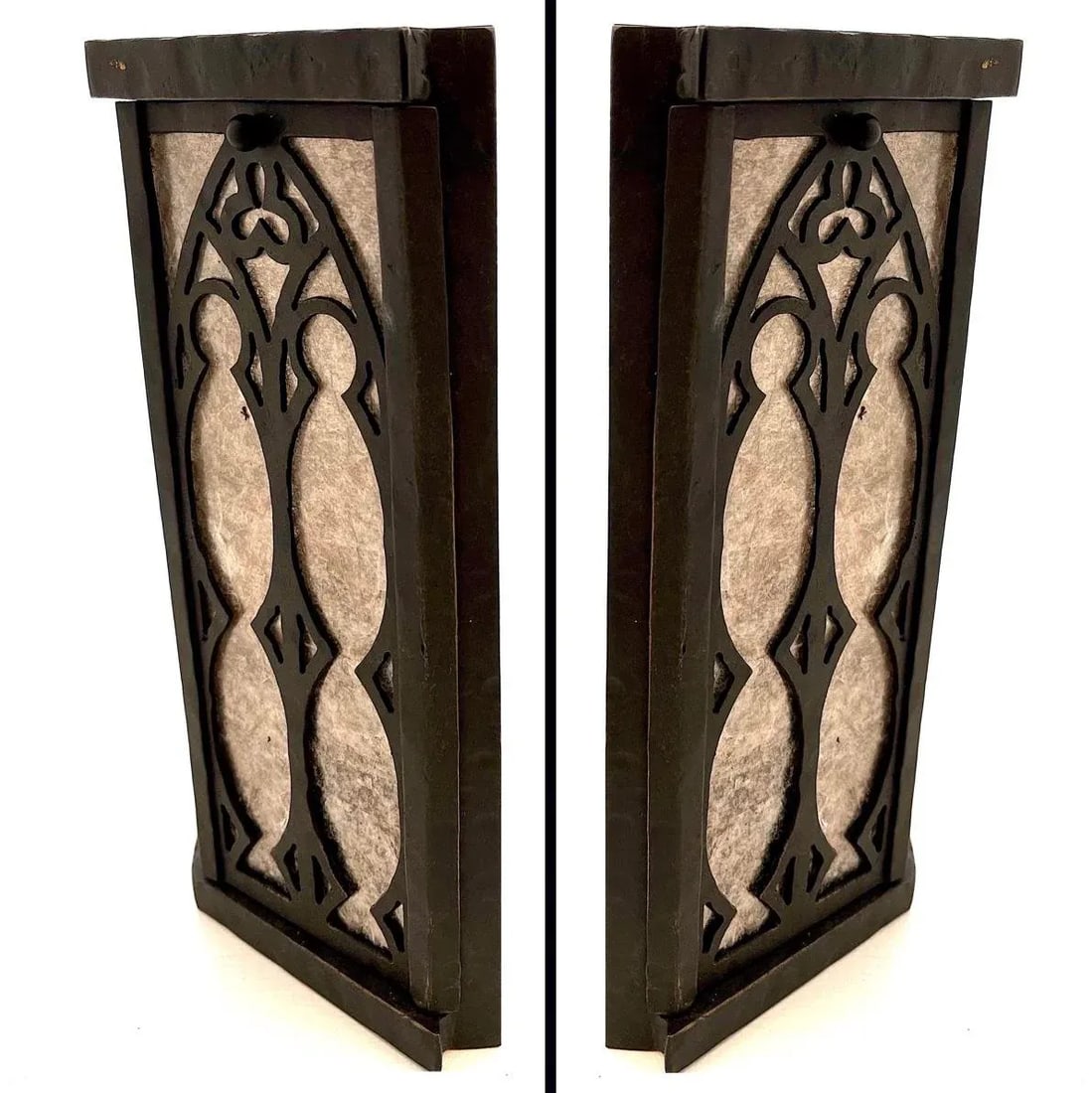 Bespoke Gothic Revival Sconces by Hacienda - Mica-Backed Hand Forged Iron - Pair - 5