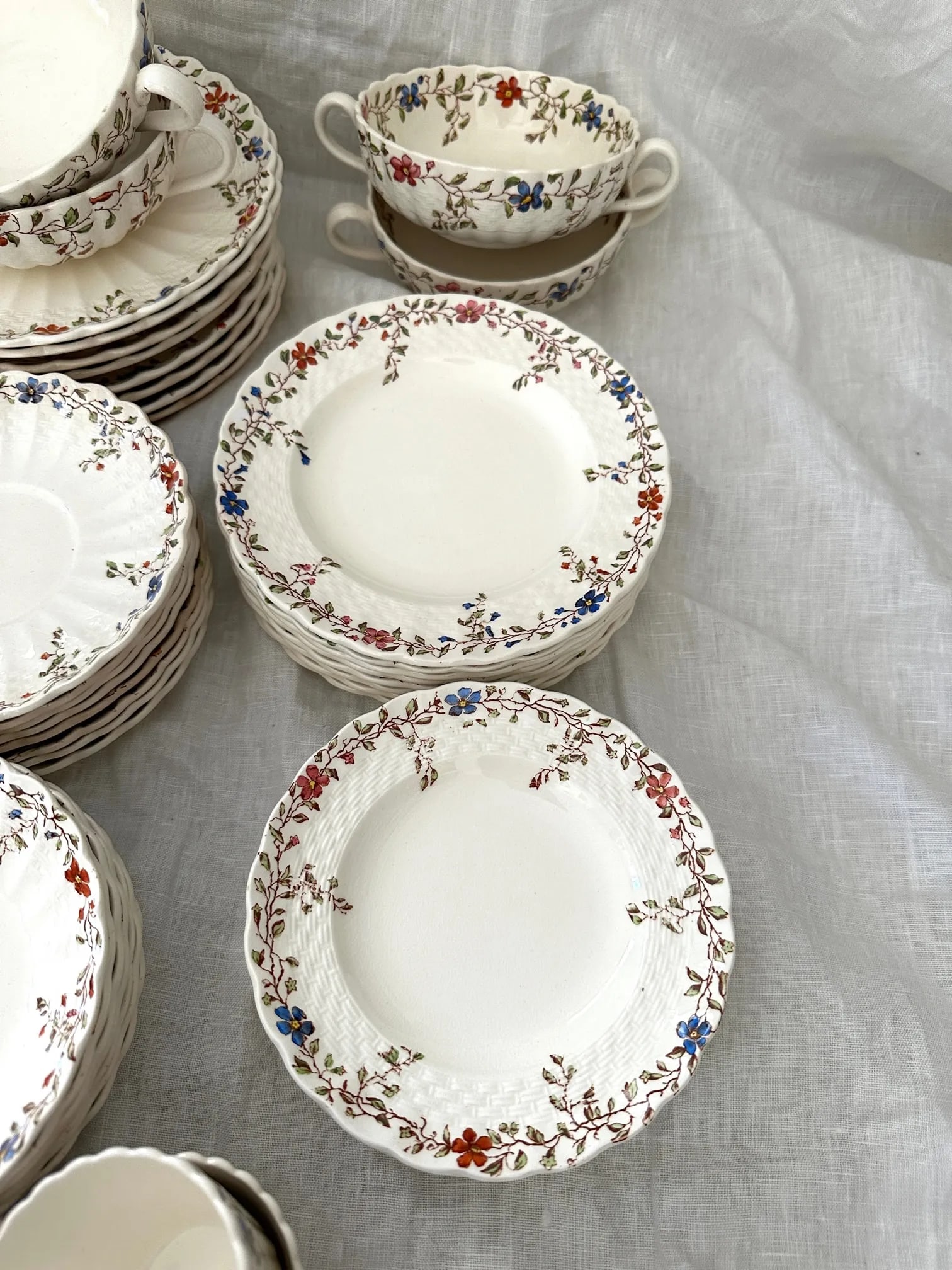 Vintage Spode Wicker Dale Dinnerware 60 Piece Set - 5